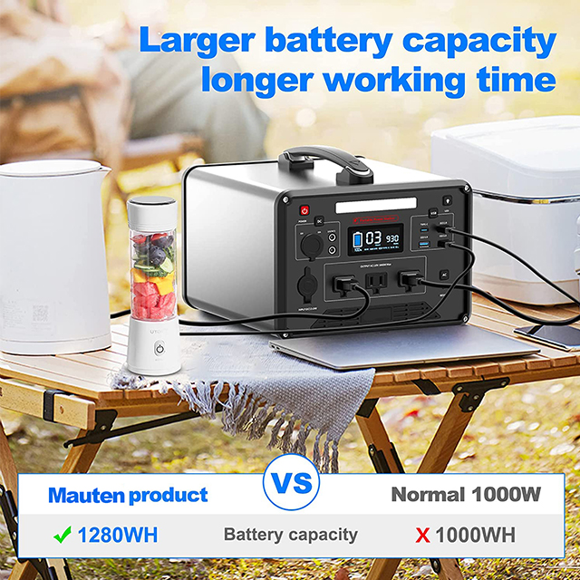 Mauten Portable Power Station 1000W Power Peak 2000W, Ldeal For Outdoor Camping, Travel, Emergency, Etc.