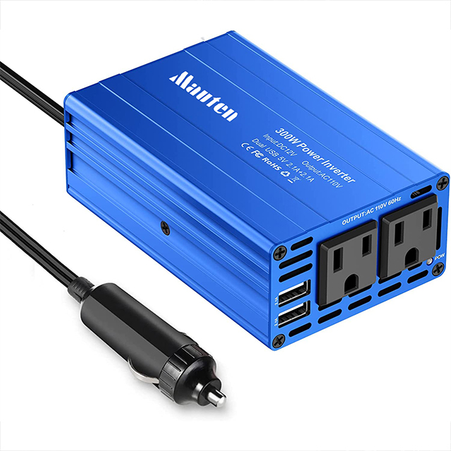 300W Power Inverter 12V DC To 110V AC Car Plug Adapter Socket Converter with 4.2A Dual USB AC Car Charger Wide Application