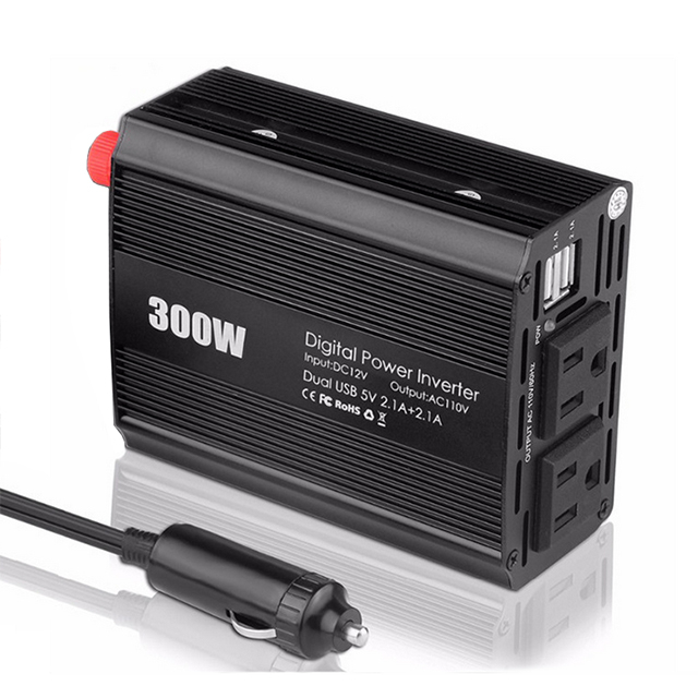 300W Power Inverter 12v to 110V 220V for Backup Power Supply Car Outlet Adapter with 2 USB Charger Ports and Dc to Ac Converter for Outlet Plug RV Home Car inverter Modified Sine 